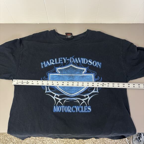 Vintage Harley Davidson Long Sleeve T Shirt Large Black Blue Flame Hits Rare - Picture 6 of 7